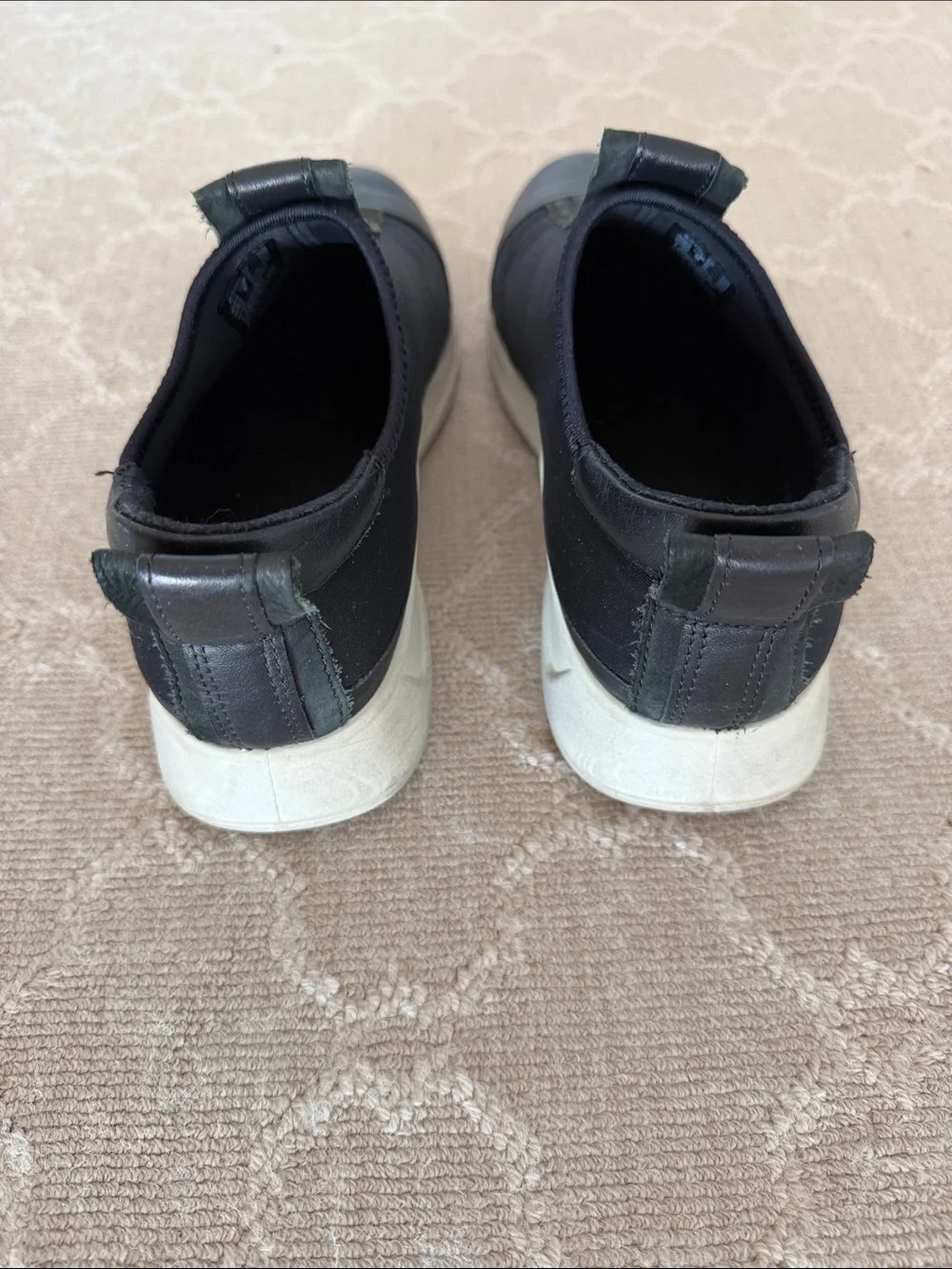 Ecco Black Flexure Runner Slip-On Sneakers with White Soles